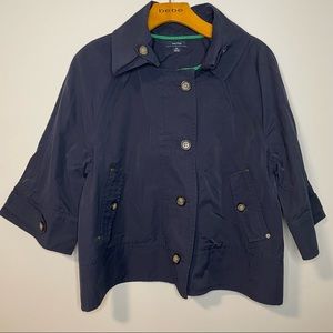 Nautica Navy 3/4 Sleeve Spring Coat